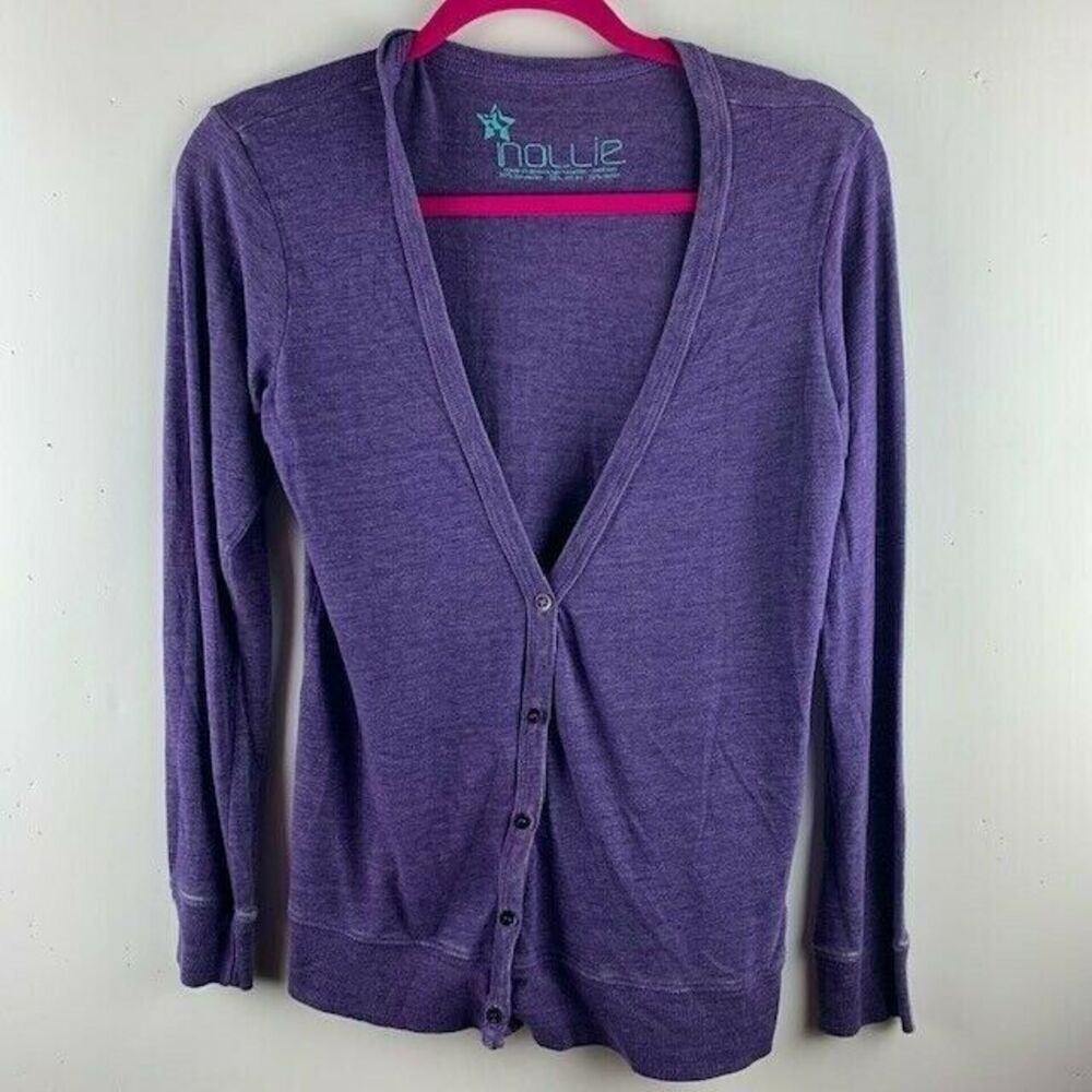 Nollie Size Medium Womans Cardigan Heather Purple